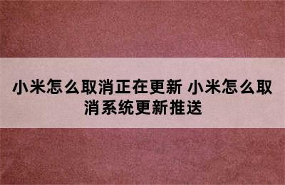 小米怎么取消正在更新 小米怎么取消系统更新推送